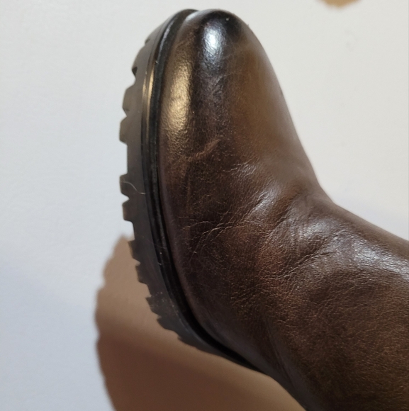 3 inch heel brown leather knee-high boots - Picture 12 of 15